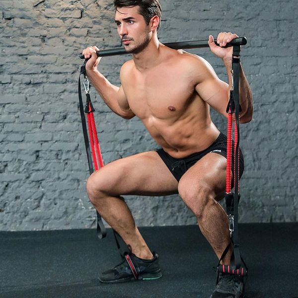 resistance bands set premium strength training assemble pilates bar system with adjustable belt home workout fitness equipment